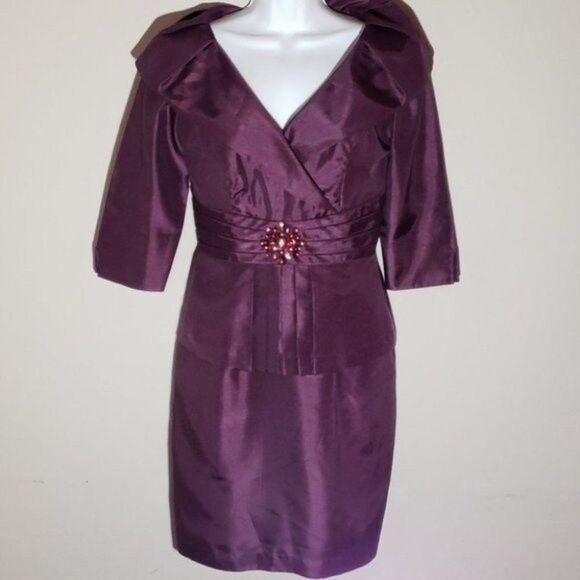 Jessica Howard evening dress in aubergine color size 6 - Picture 2 of 9